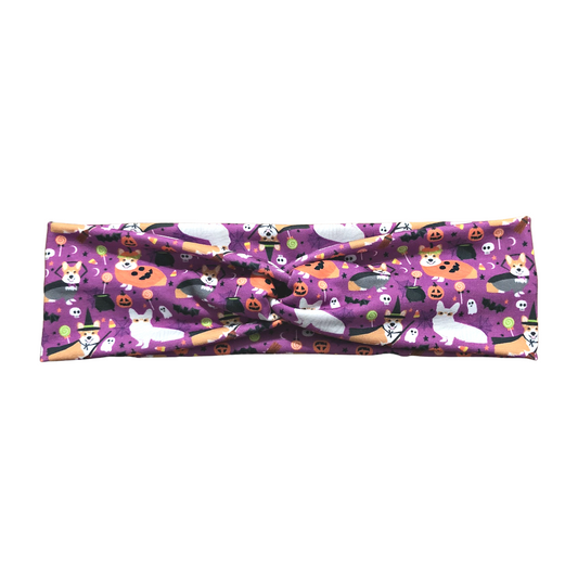 purple halloween corgi headband