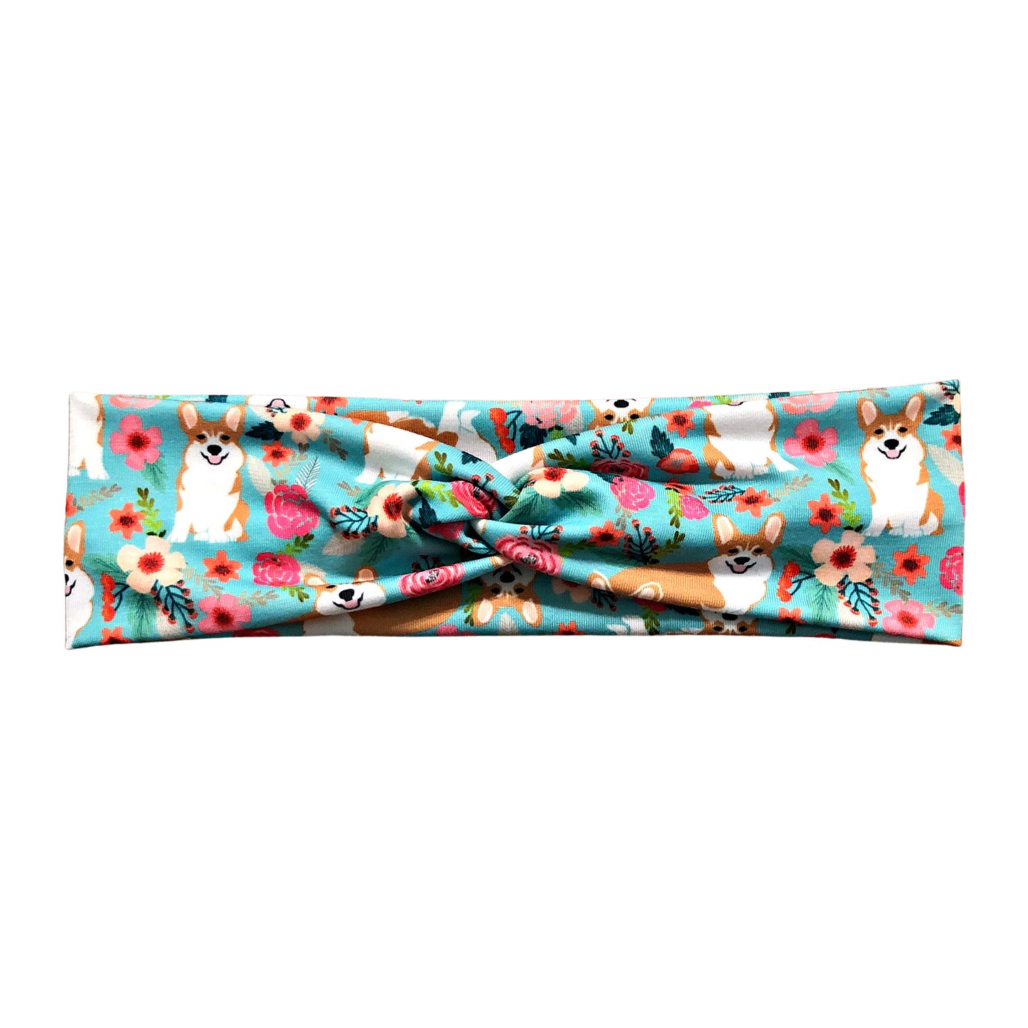 Mint Green Fawn Corgi Floral Headband for Women