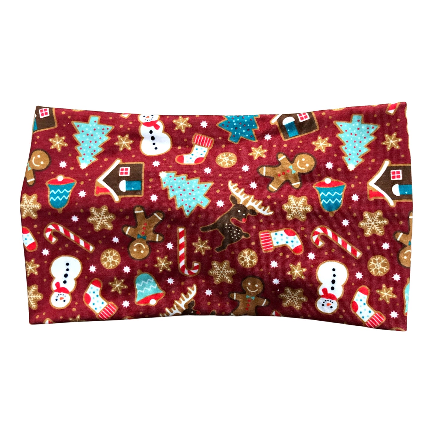 Wide Christmas Gingerbread Cookie Print Headband