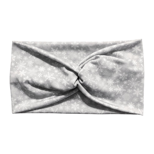 Gray Wide Winter Snowflake Headband for Women