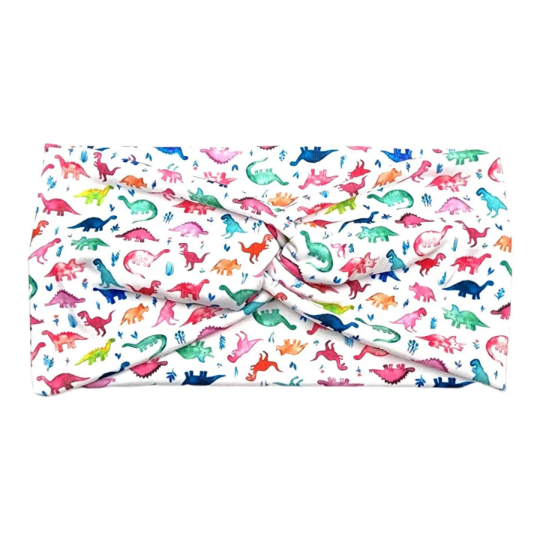 Rainbow Watercolor Dinosaur Print Hair Tie