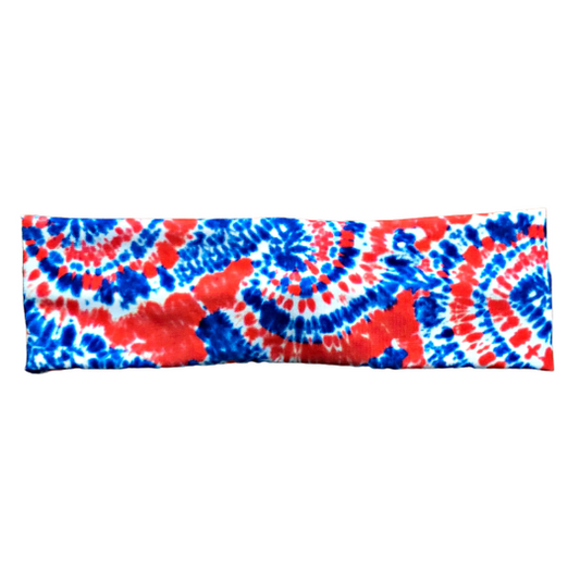 Patriotic tie dye headband, red white and blue
