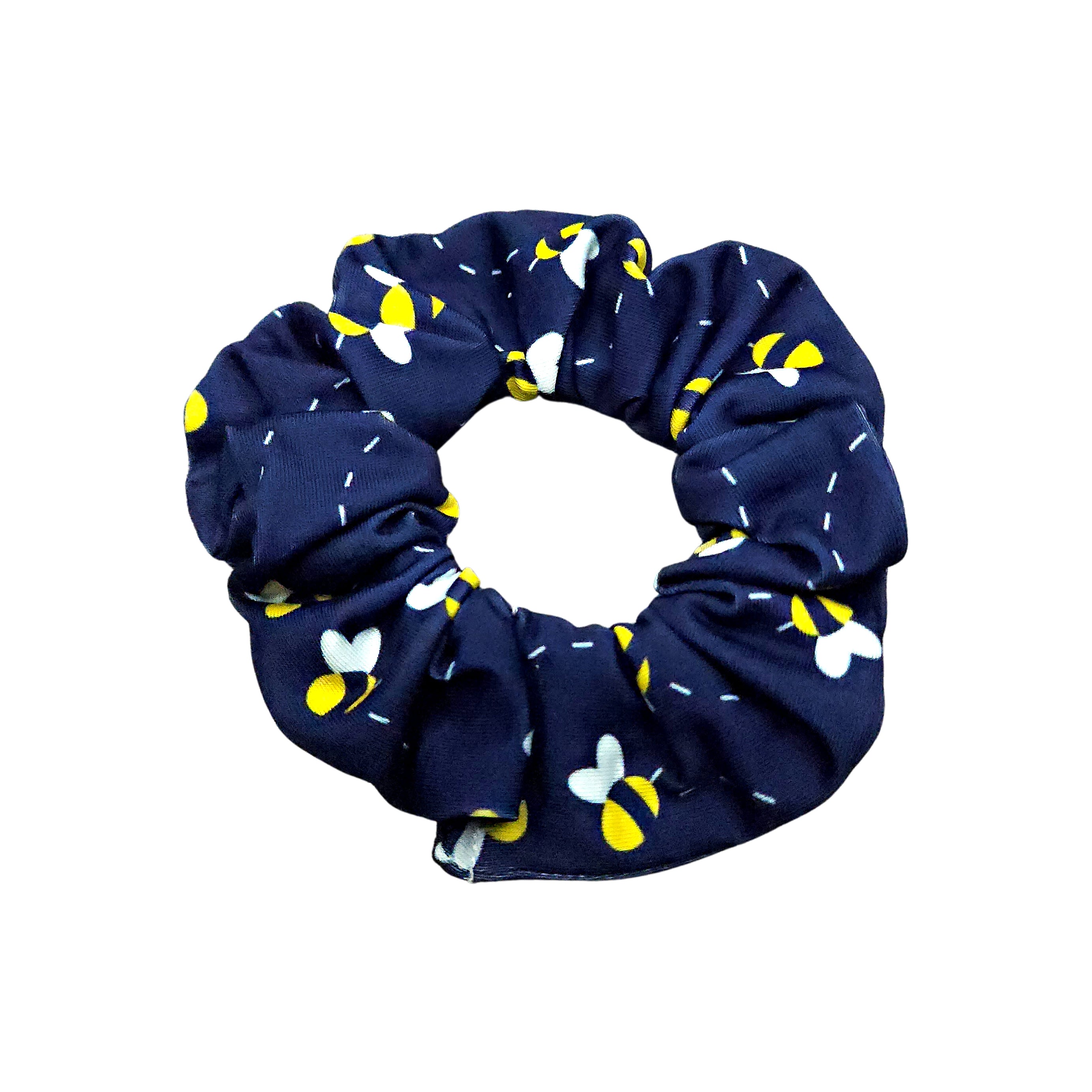 Navy-Blue Bee Scrunchie
