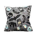 Gray Witchy Print Pastel Halloween Throw Pillow Cover, 18x18
