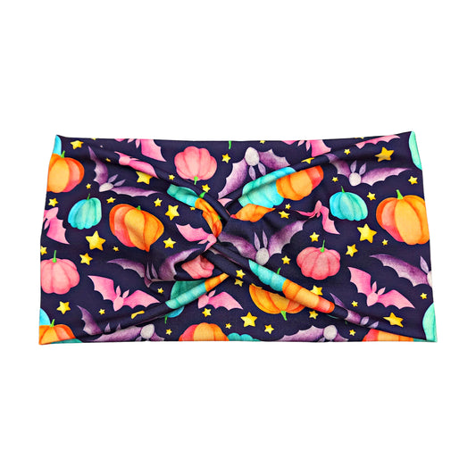 Purple Pumpkins and Bats Headband