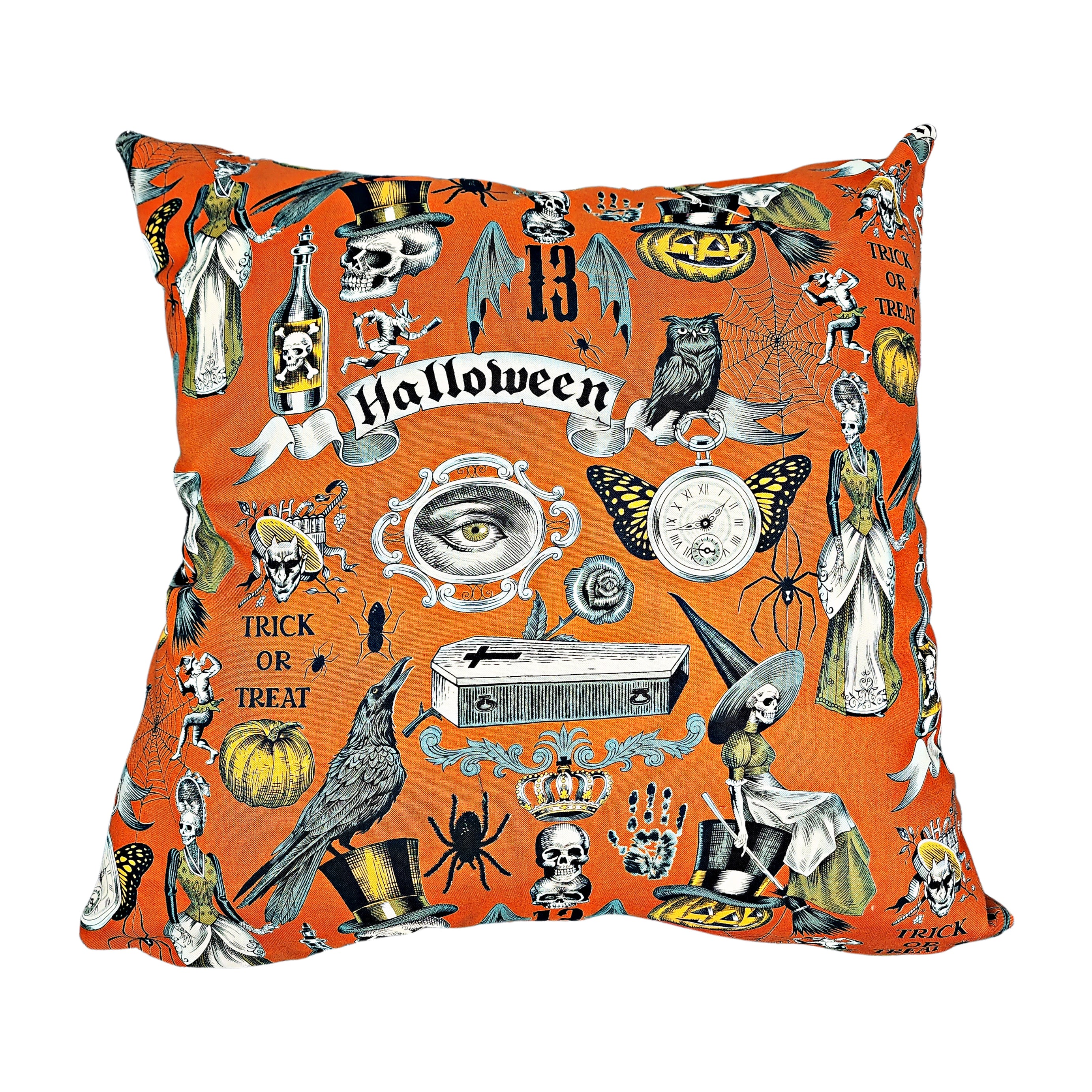 Rust Orange Halloween Themed Throw Pillow Cover, 18x18