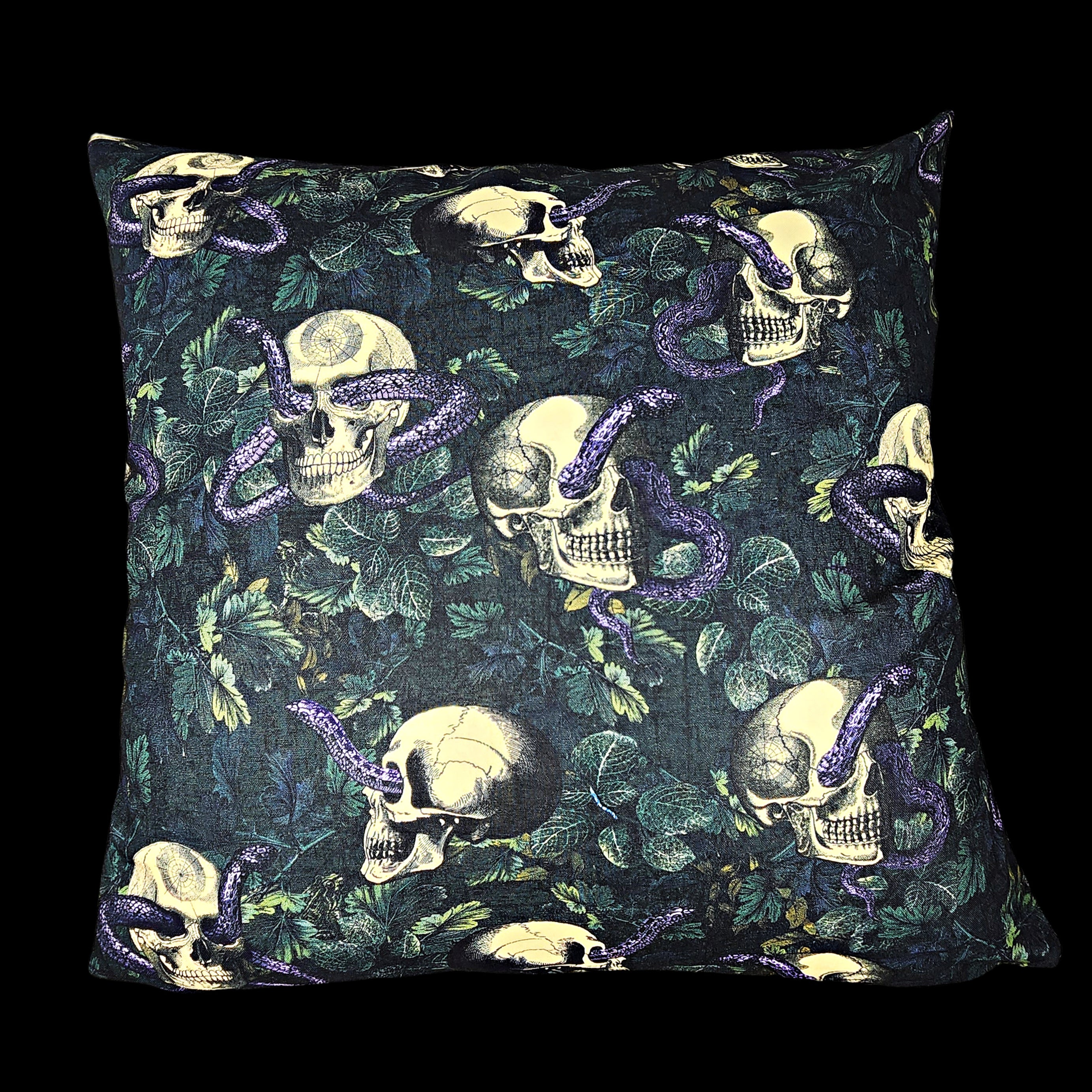 Snakes and Skulls Gothic Throw Pillow Cover, 18x18