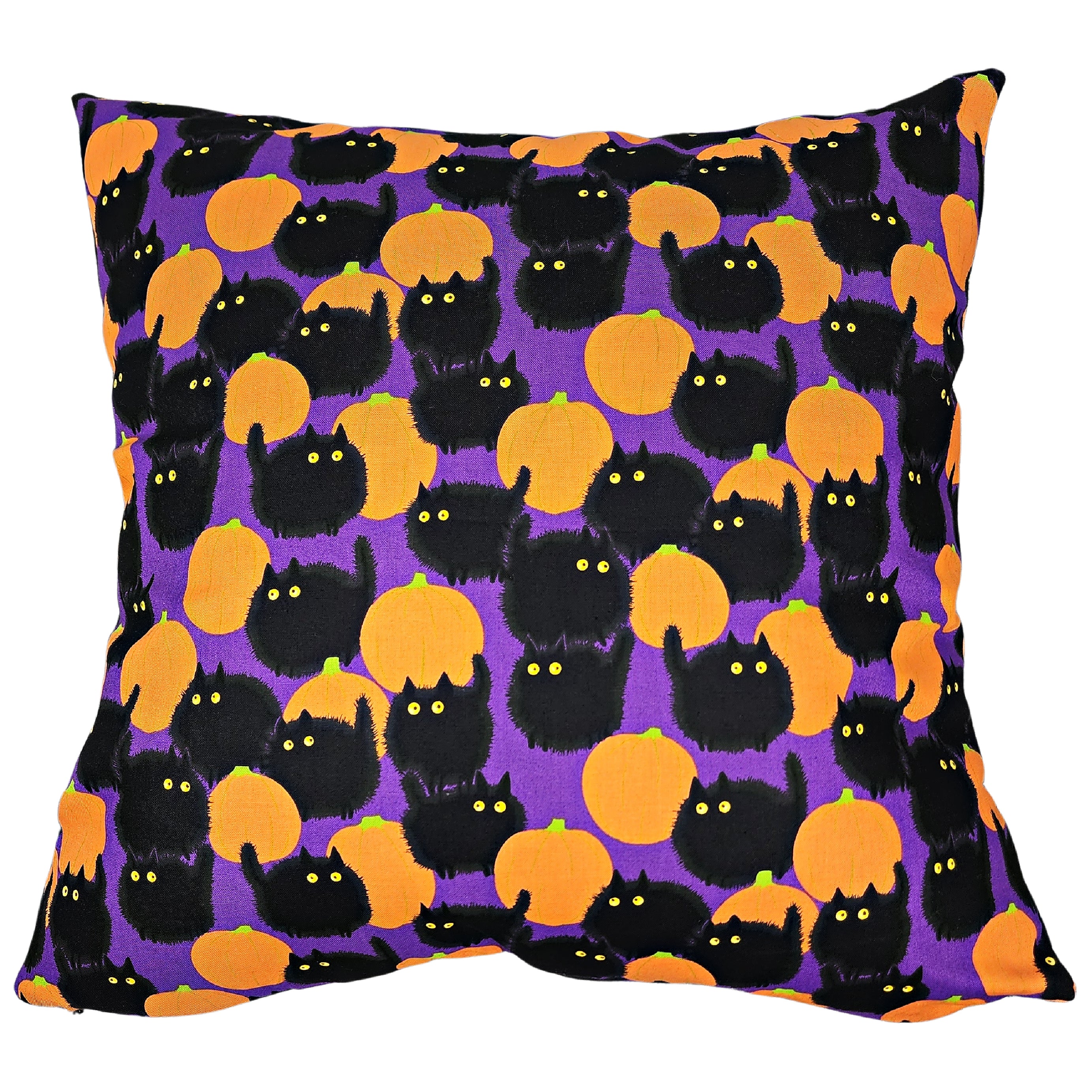 Purple Scaredy Cats Halloween Throw Pillow Cover, 18 x 18