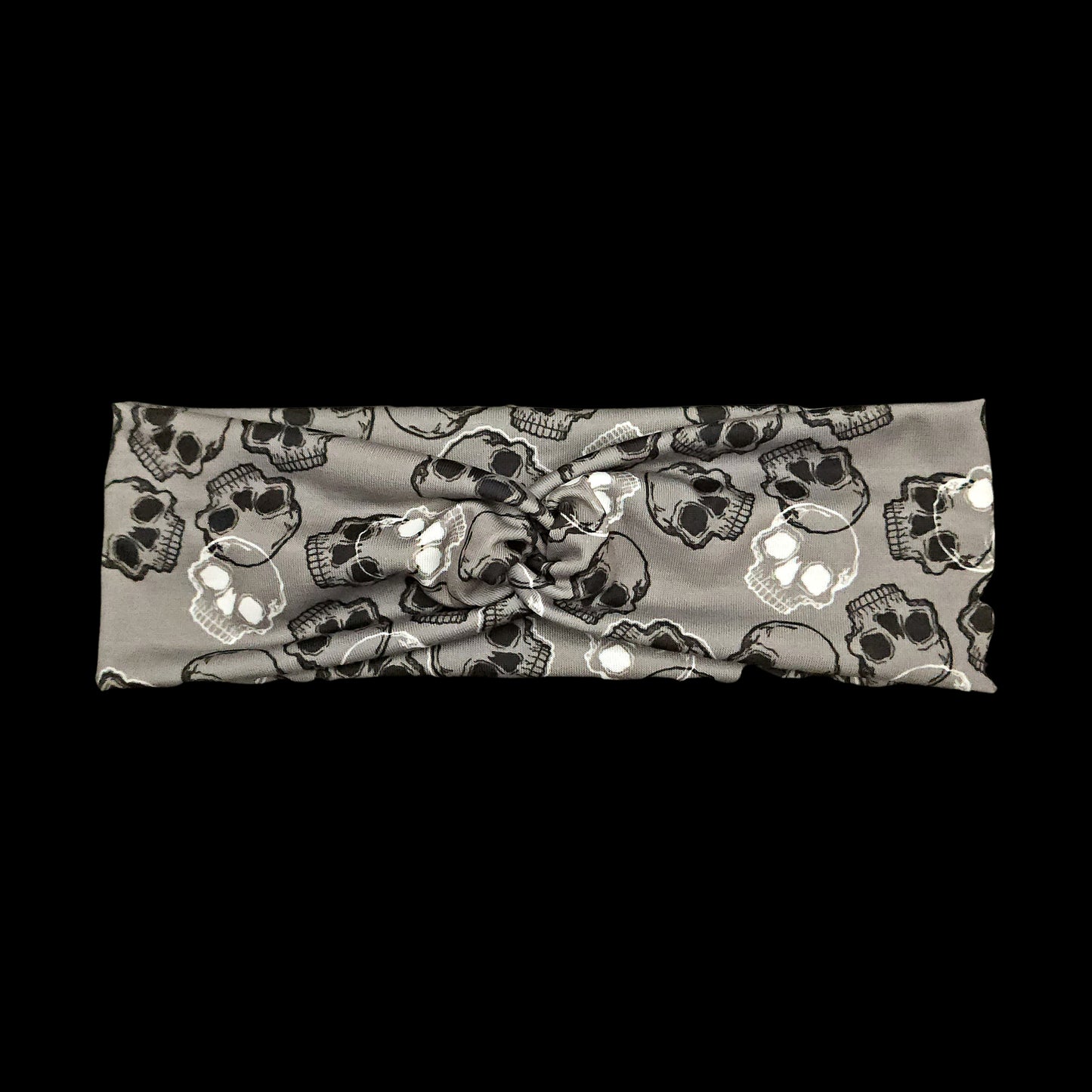 Gray Skull Fabric Headband