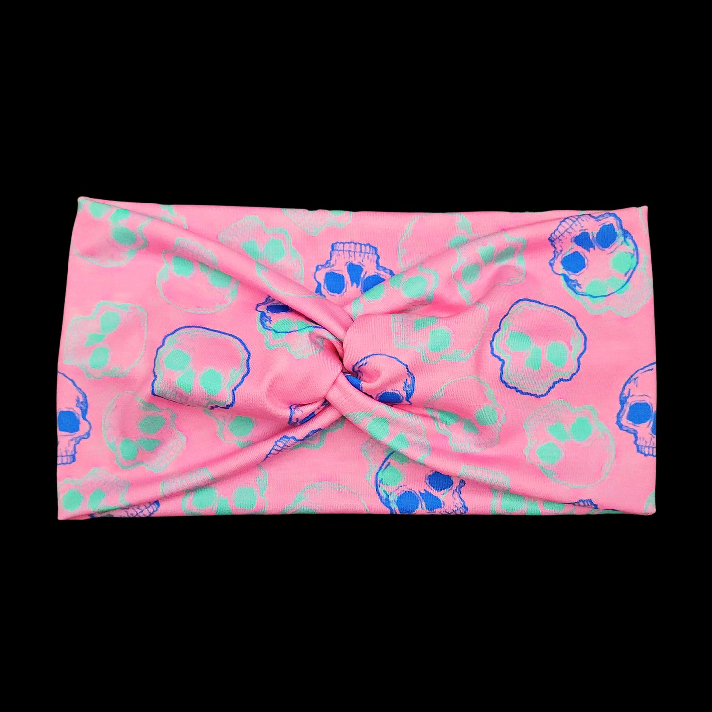 Hot Pink and Mint Skull Fabric Headband