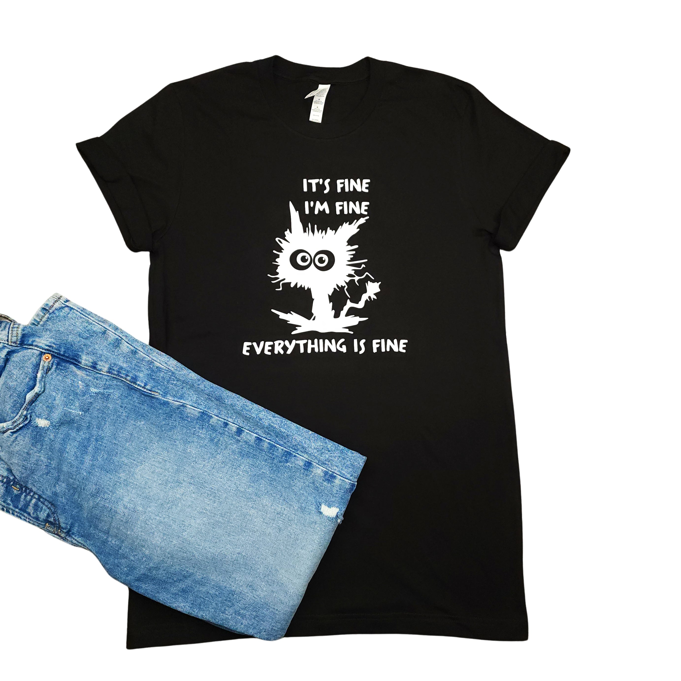 Everything is Fine Cat Unisex Funny Graphic Tee
