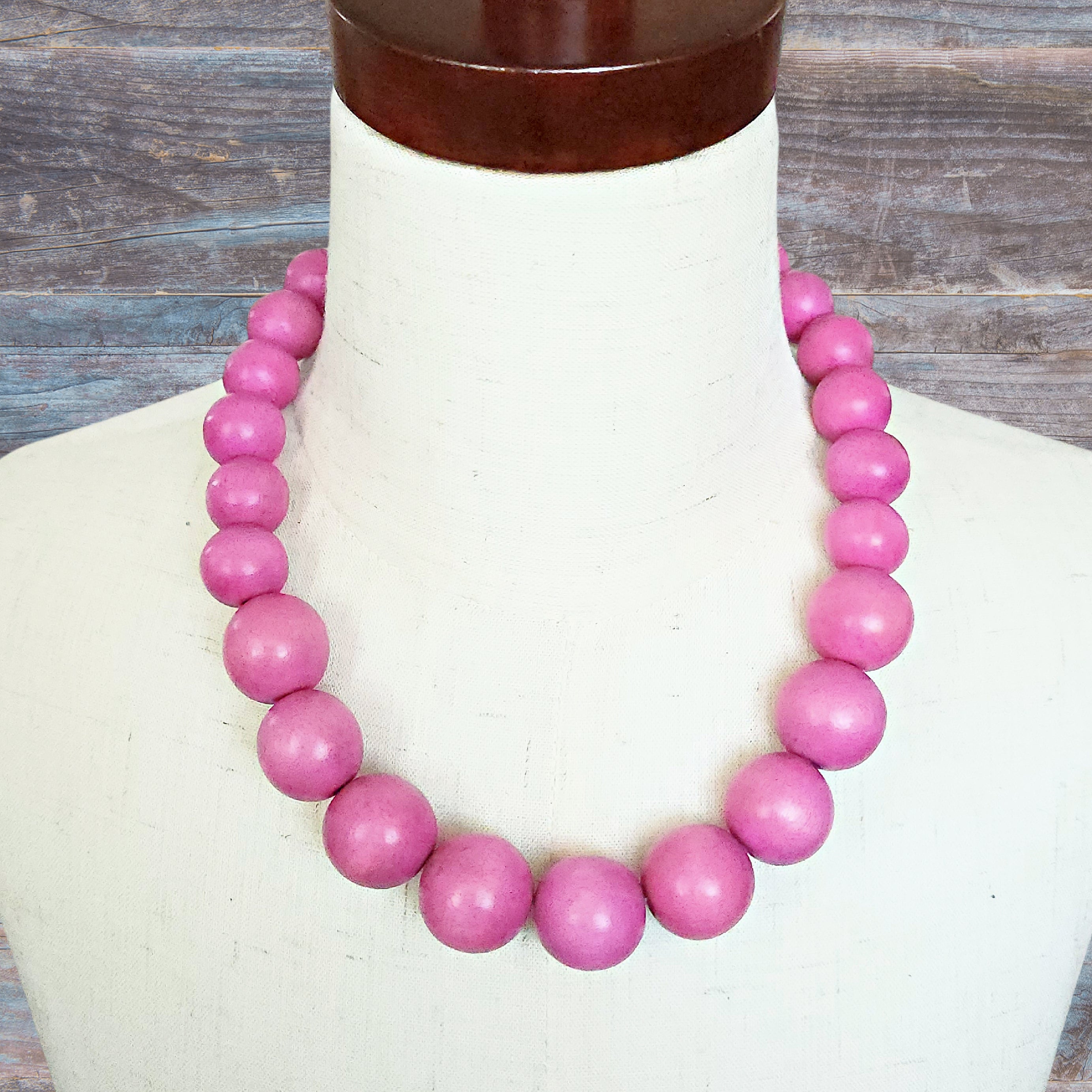 Lilac Wooden Bead Necklace