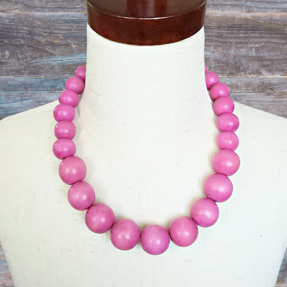 Lilac Wooden Bead Necklace