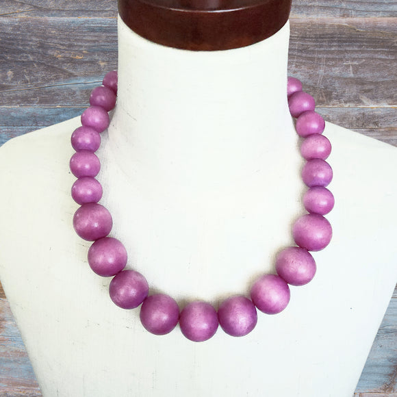 Purple Wooden Bead Necklace