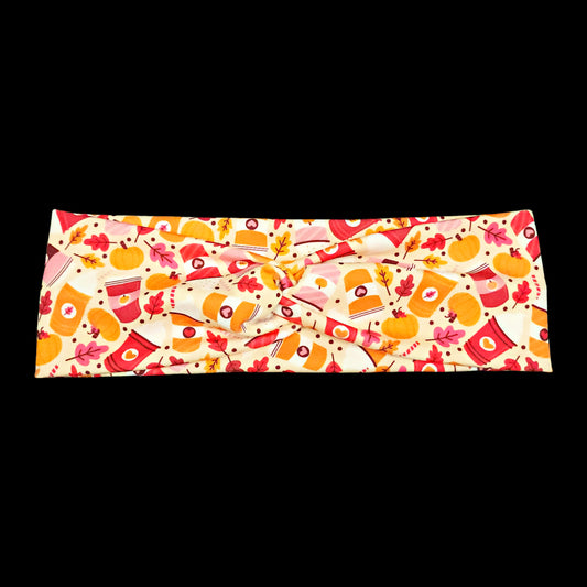 Orange Fall Pumpkin Spice Coffee Headband for Women