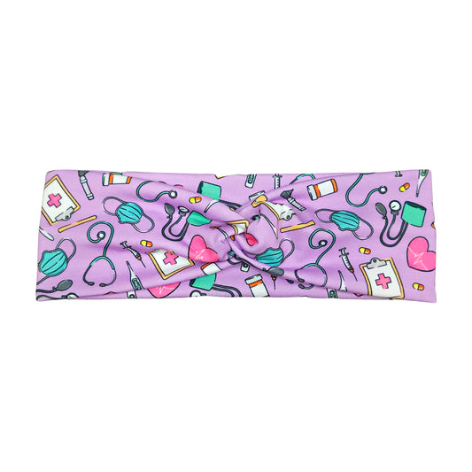 Purple Nurse Print Headband for Women