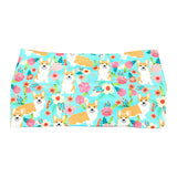 Wide Mint Green Fawn Corgi Floral Headband for Women