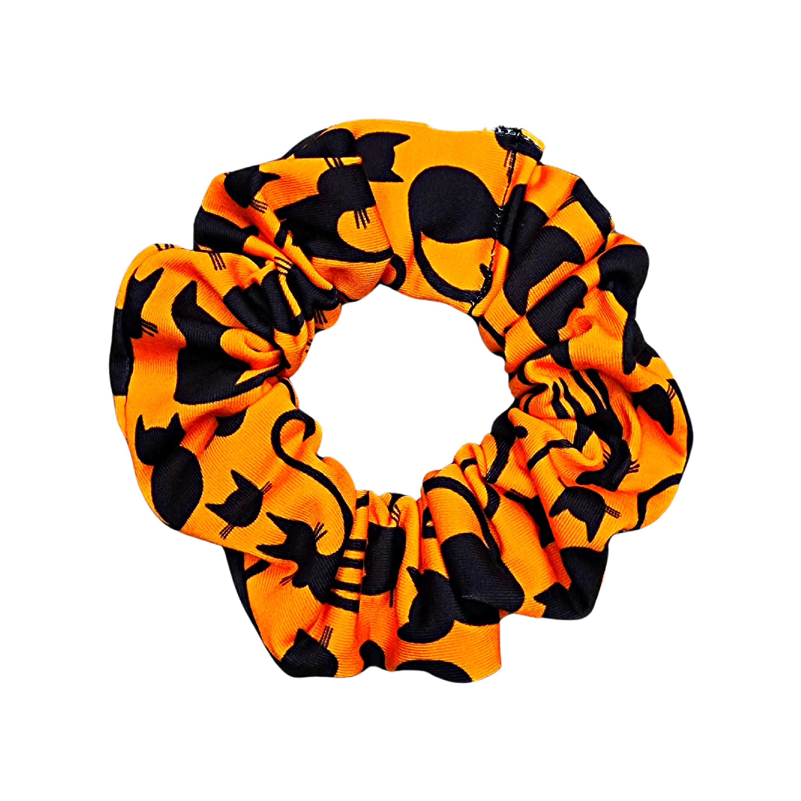 Orange and Black Cat Silhouette Scrunchie