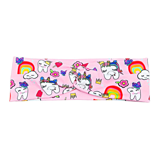 Rainbow Unicorn Kawaii Tooth Print Headband for Women