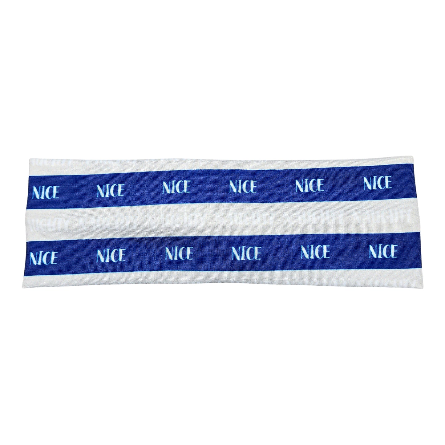 Naughty and Nice Stripe Headband, Blue and Silver