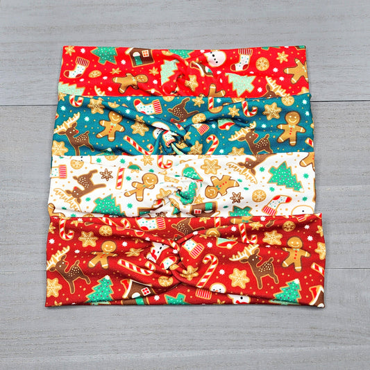Red Christmas Gingerbread Cookie Print Headband