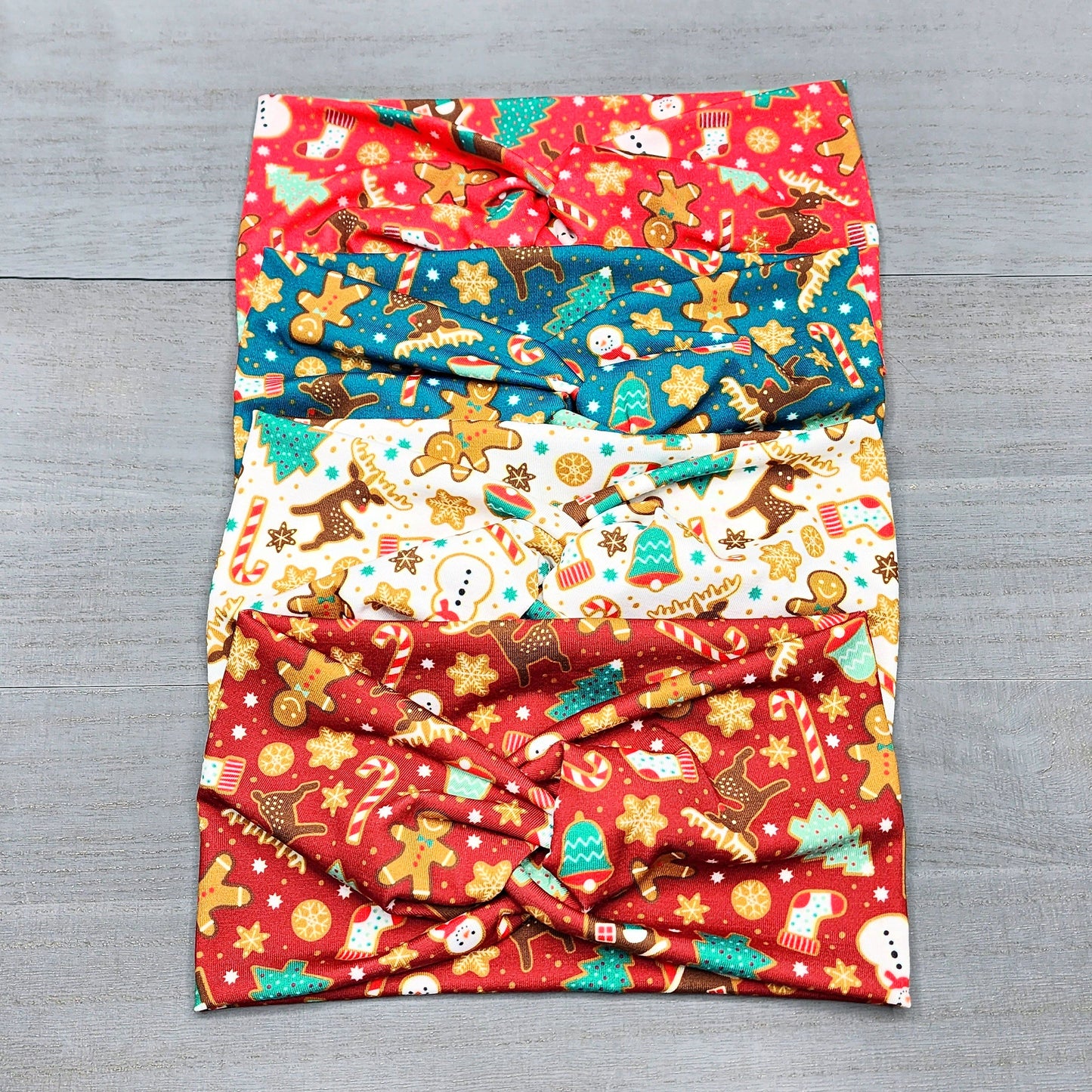 Red Christmas Gingerbread Cookie Print Headband