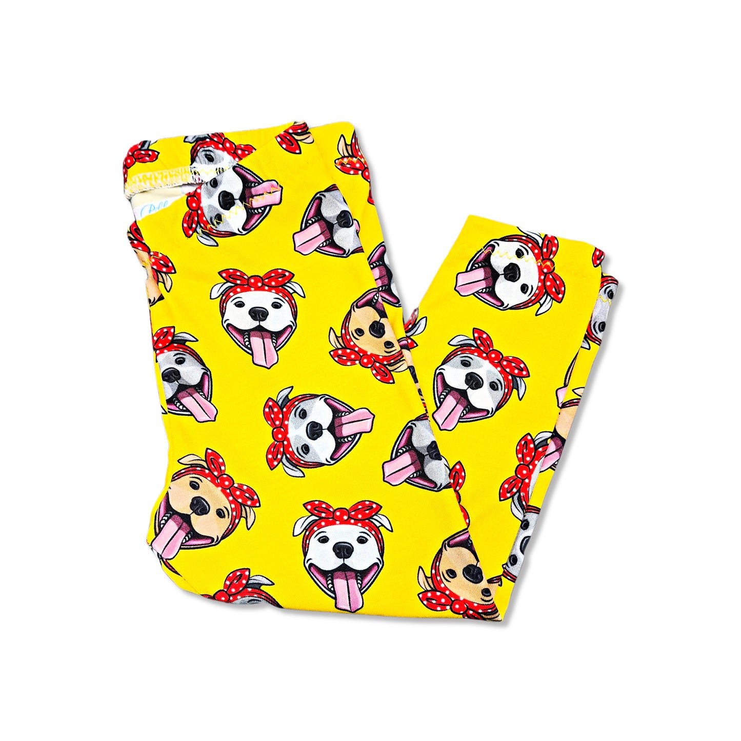 12m Baby Girl Pitbull Dog Print Leggings, Ready to Ship