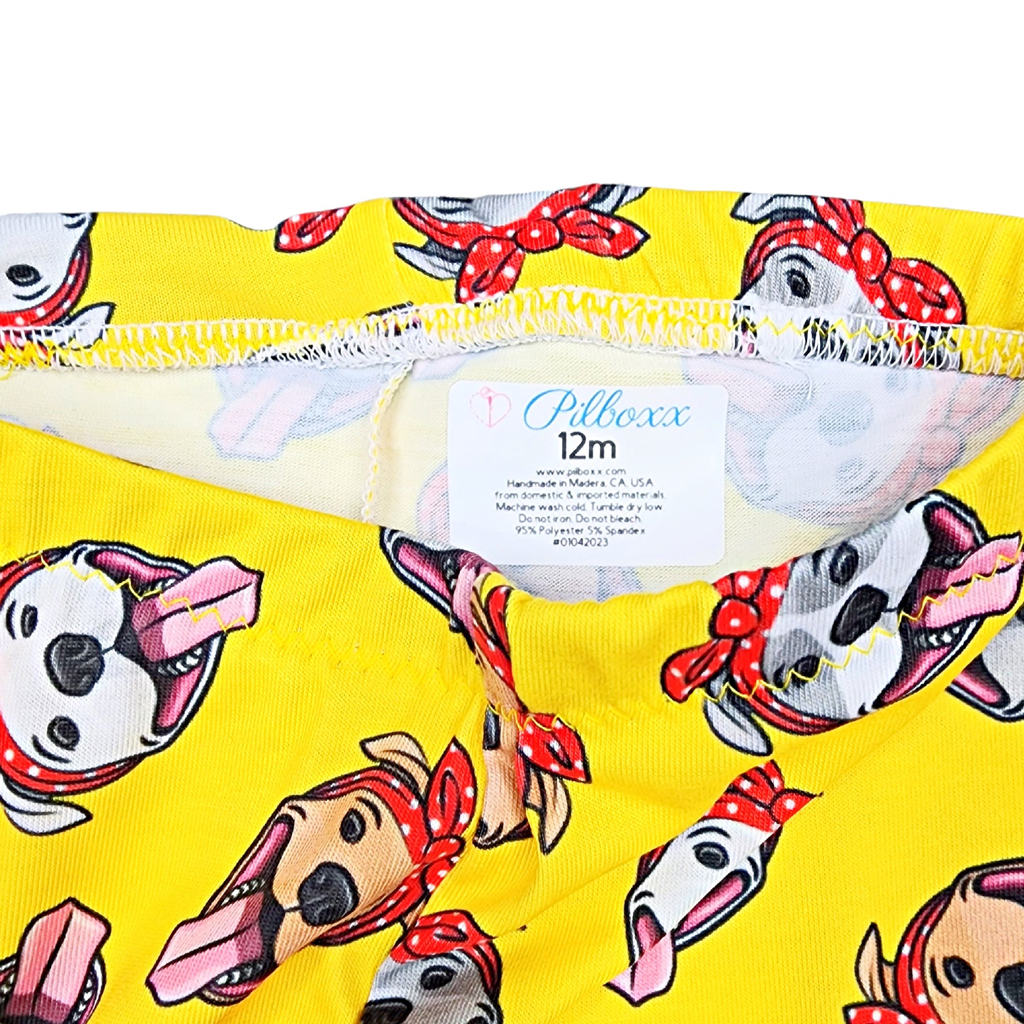 12m Baby Girl Pitbull Dog Print Leggings, Ready to Ship