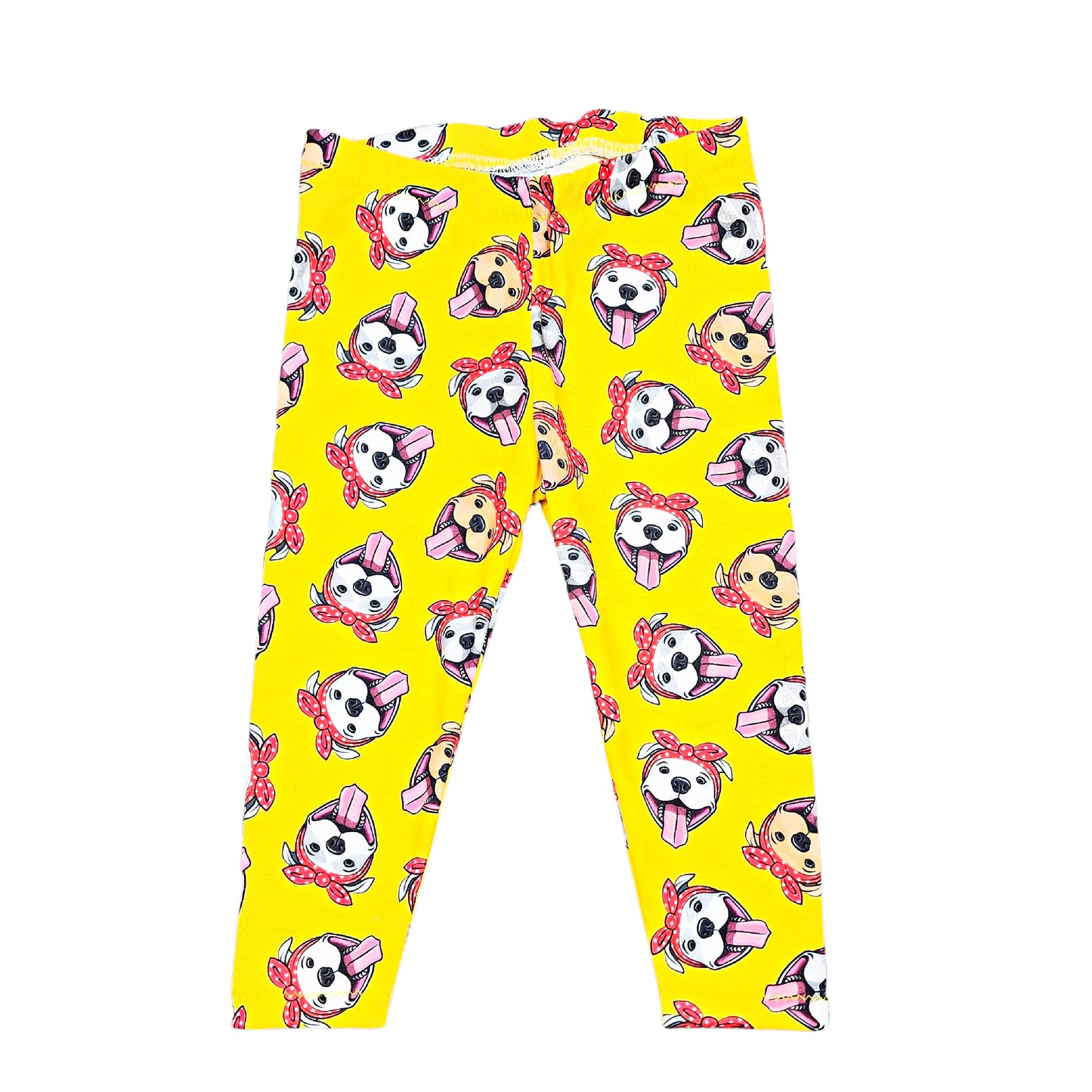 12m Baby Girl Pitbull Dog Print Leggings, Ready to Ship