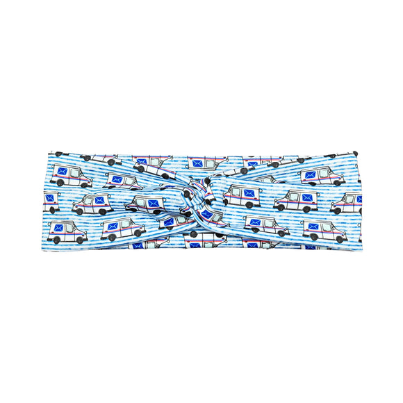 Blue Stripe Mail Delivery Truck Headband for Women