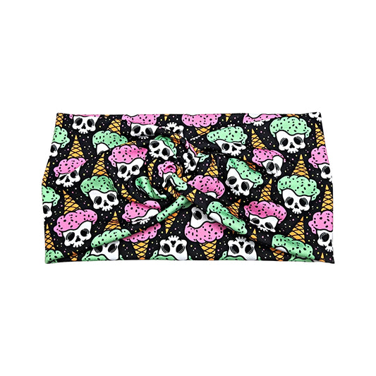 Wide Ice Cream Skulls Halloween Headband for Women