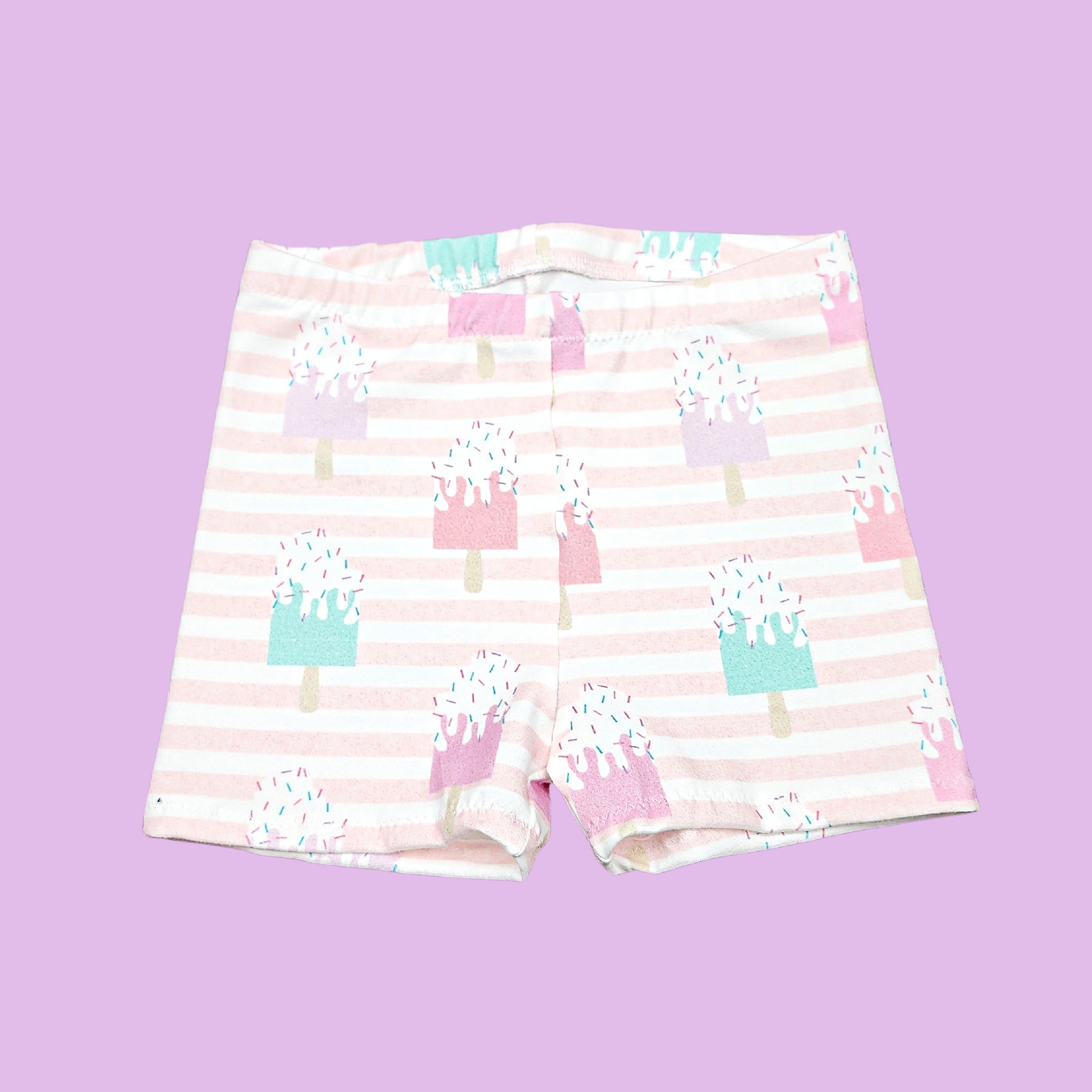 Pastel Pink Ice Cream Bike Shorts for Girls