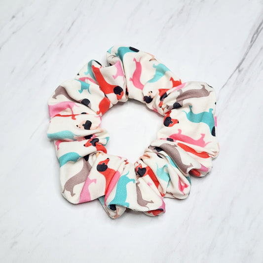 Retro Rainbow Dachshund Scrunchie