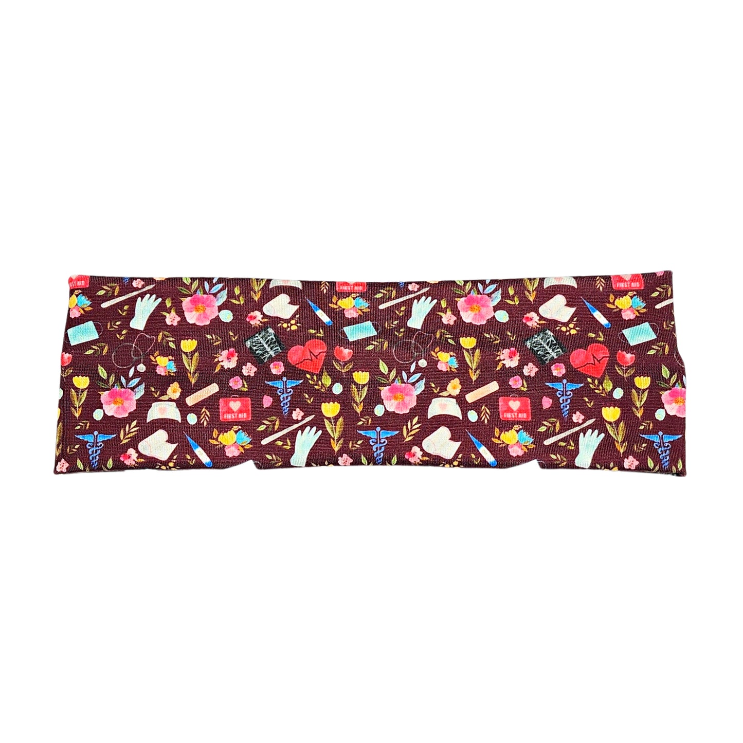 Nurse Print Headbands for Women, Blue, Burgundy, Turquoise, Love to Care