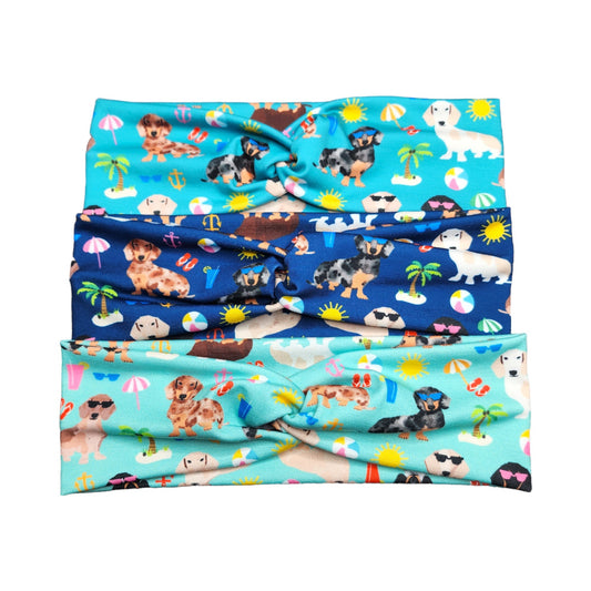 Summer Dachshund Dog Print Headband for Women