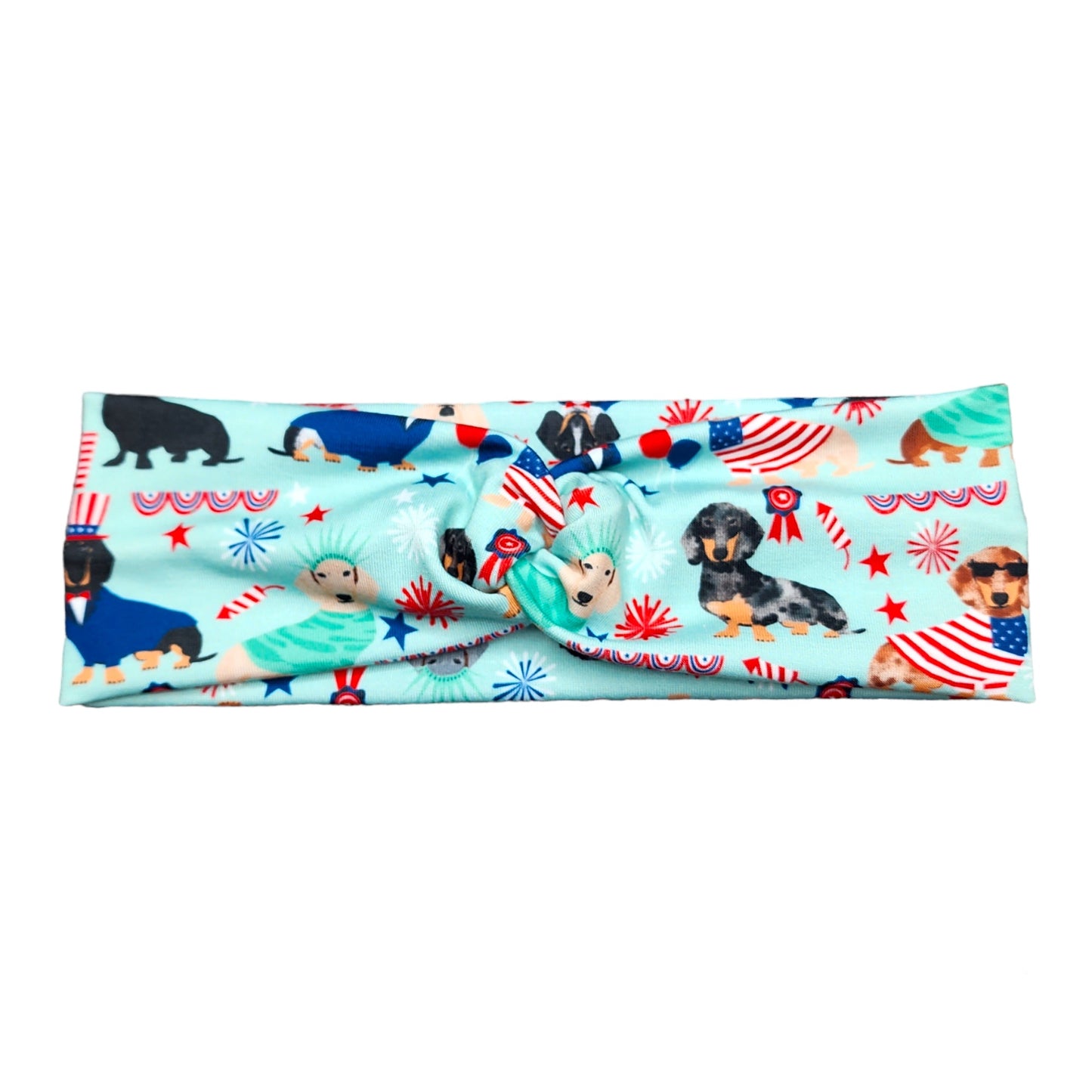 Summer Patriotic Dachshund Dog Print Headband for Women