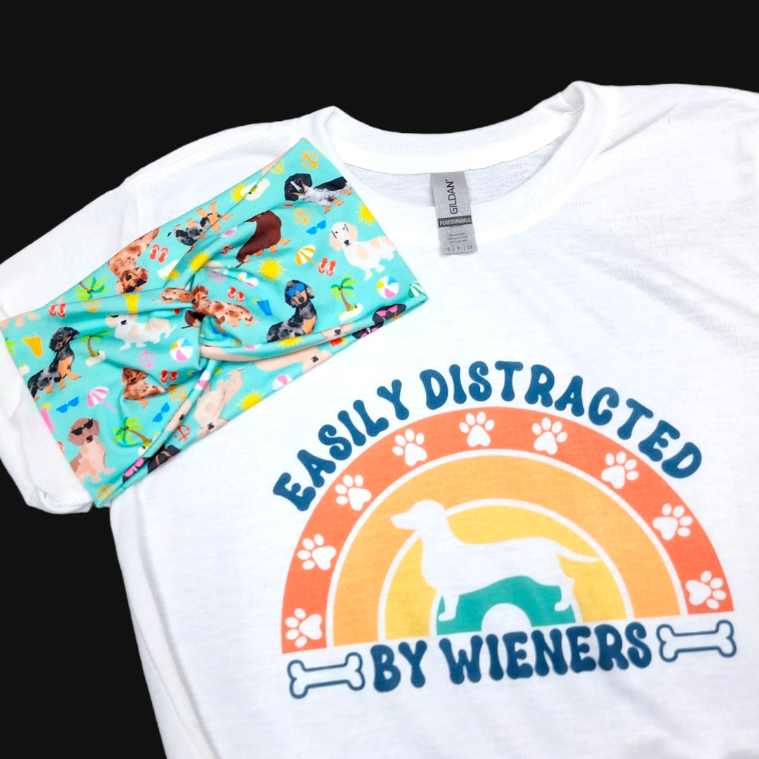 Easily Distracted by Wieners Unisex Short Sleeve Graphic Tee