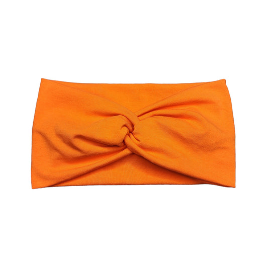 Wide Solid Orange Headband, Cotton Spandex
