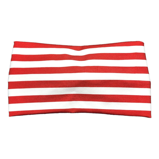 Wide Red and White Stripes Twist Headband