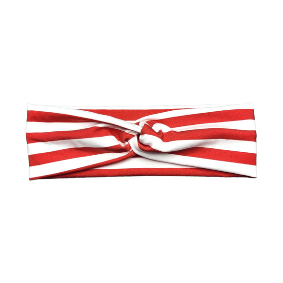 Red and White Stripes Twist Headband for Women