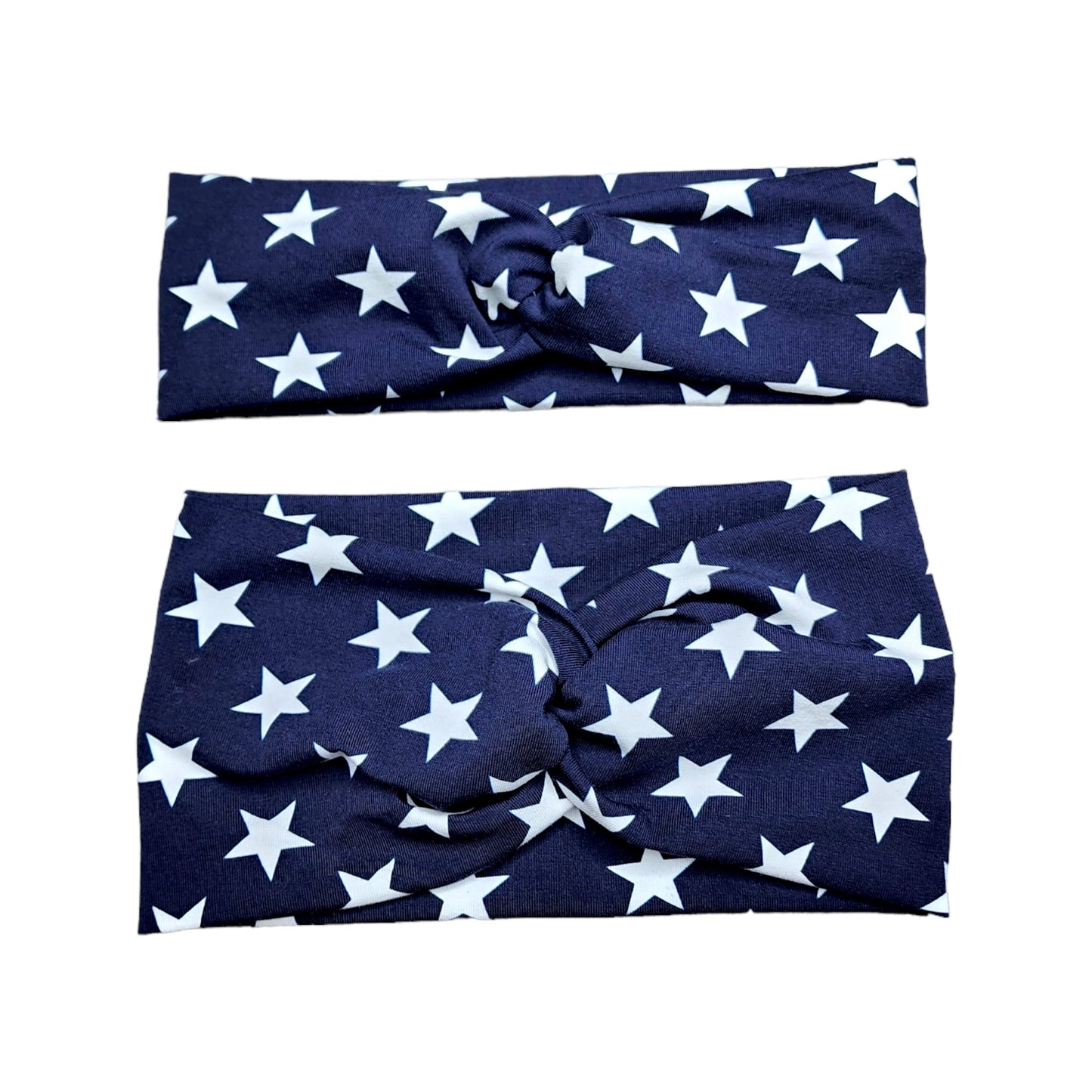 Wide Navy Blue Star Print Headband for Women