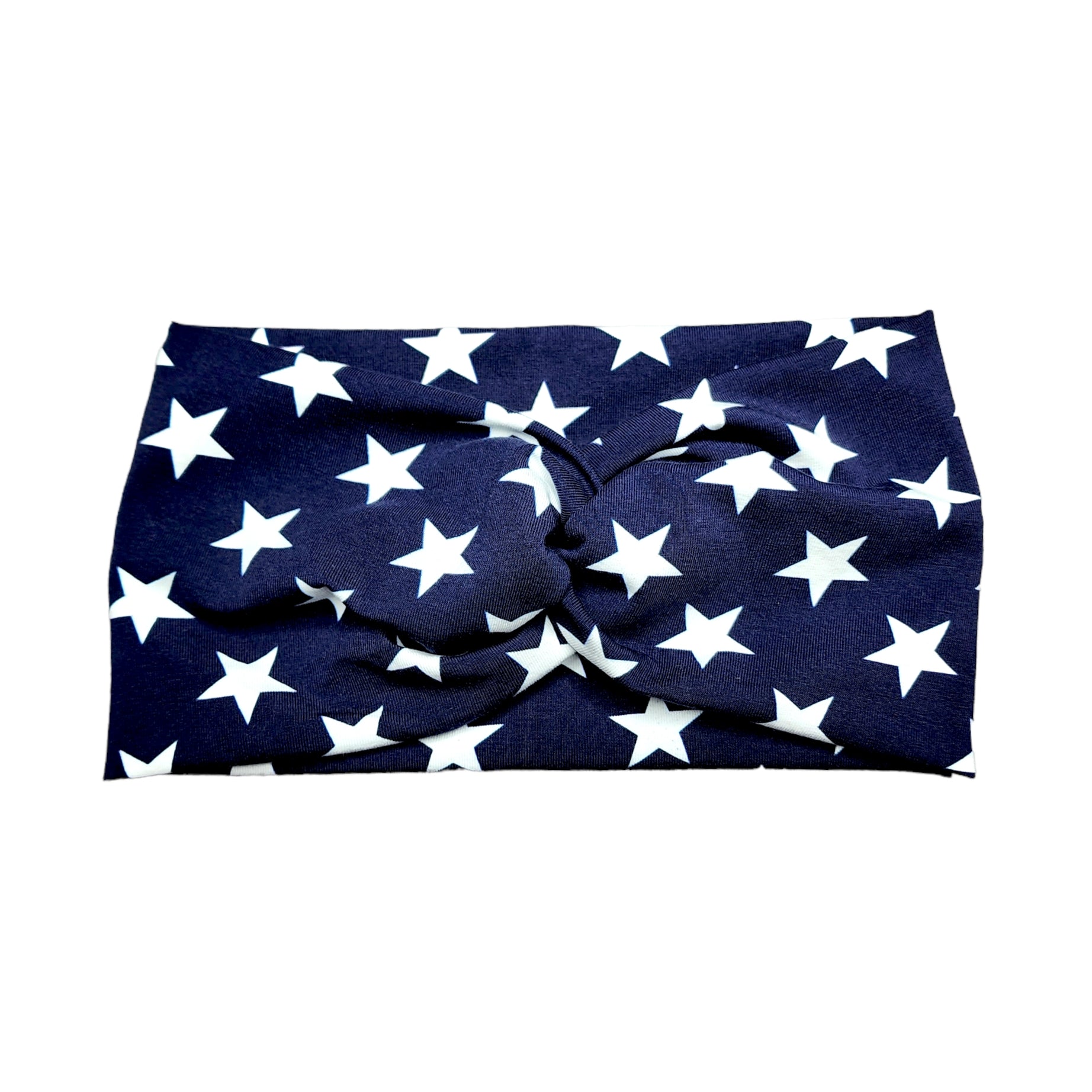 Wide Navy Blue Star Print Headband for Women