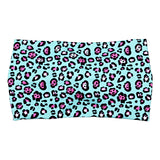 Wide Aqua and Pink Cheetah Print Headband for Women, Super Soft Collection