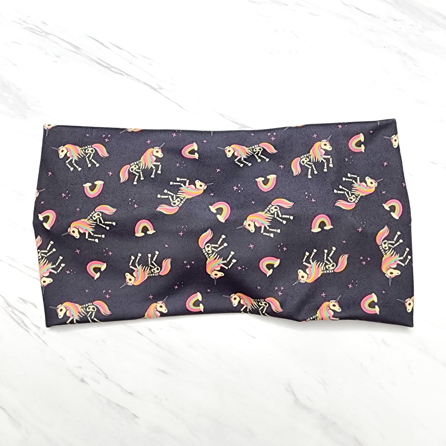 Wide Skeleton Unicorn Halloween Print Headband for Women, Super Soft Collection