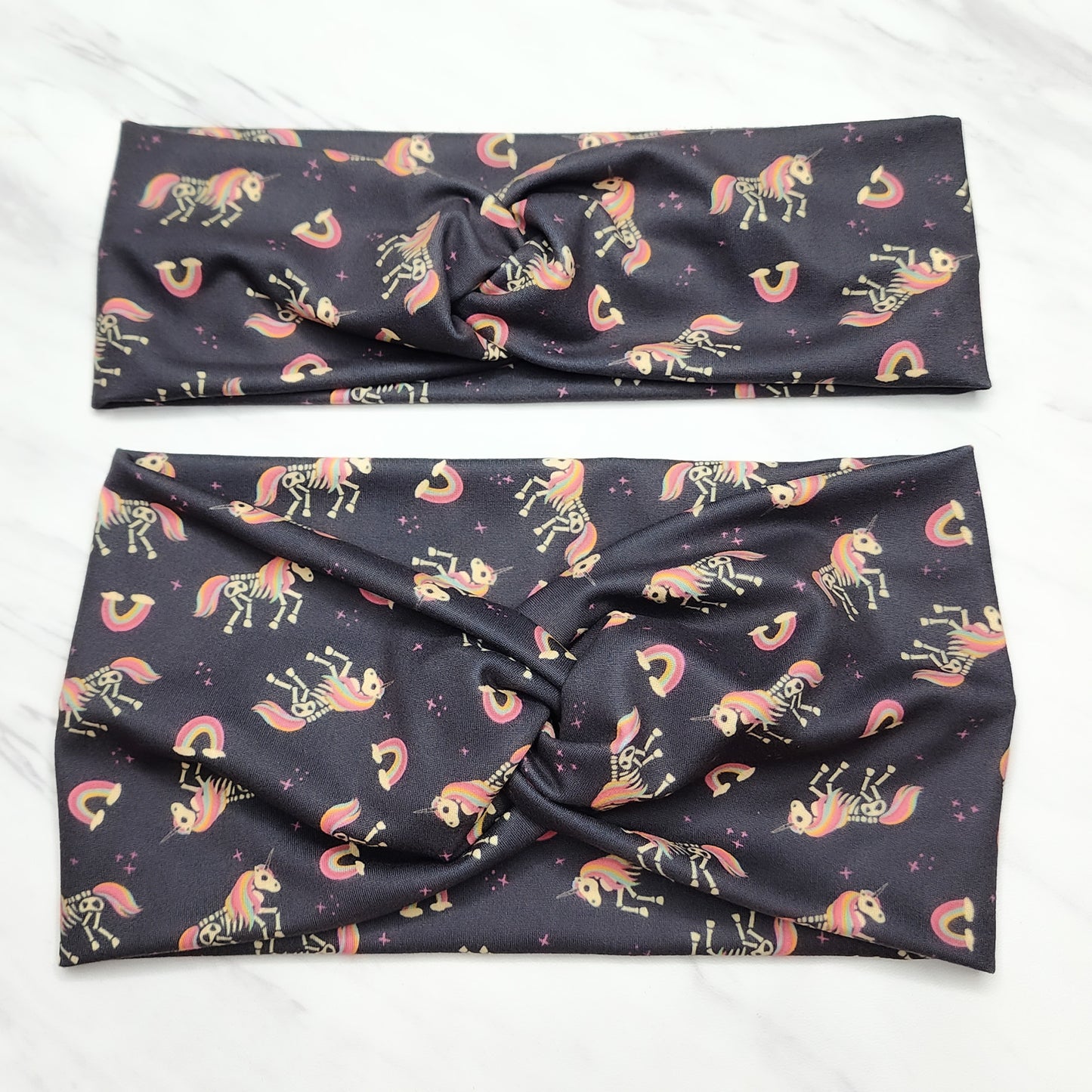 Wide Skeleton Unicorn Halloween Print Headband for Women, Super Soft Collection