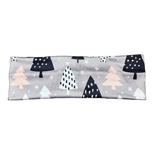 Gray and Pink Christmas Tree Headband