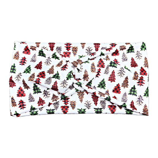 Wide Buffalo Plaid Christmas Tree Headband, Super Soft Collection