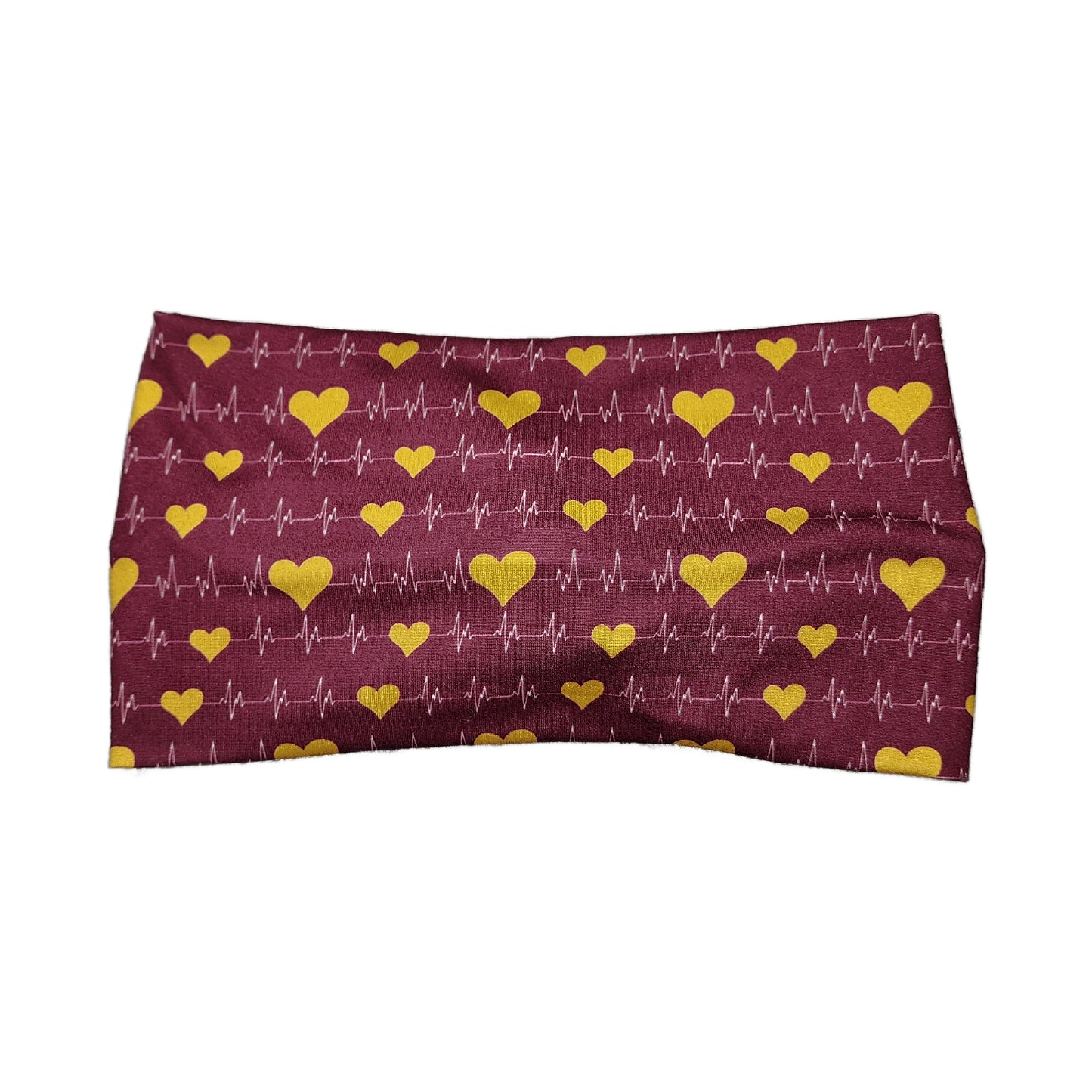 Wide Burgundy and Mustard EKG Nurse Headband