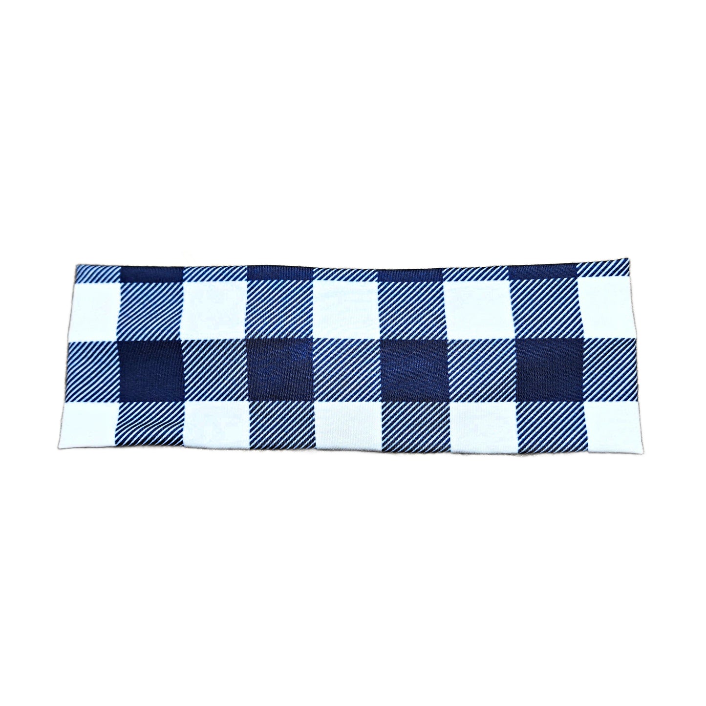 Blue and White Plaid Headband