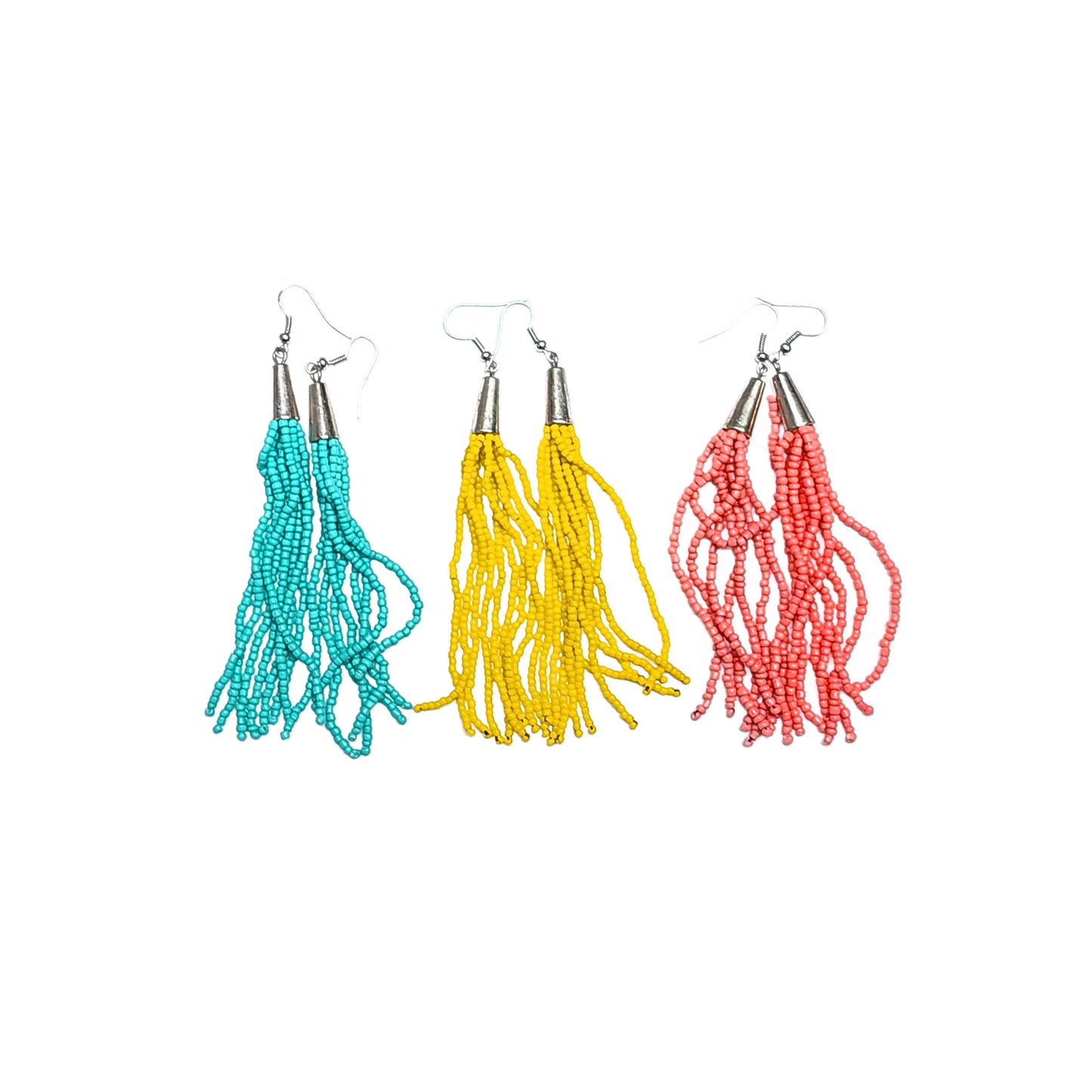 Beaded Long Fringe Earrings